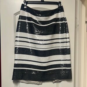 Black and White Sequin Striped Skirt